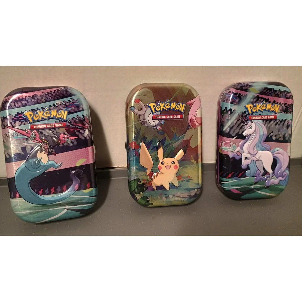 Pokemon Mini Tin Collection Multicolor Good 5 Tins Cards Coin Lot